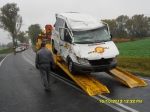 Wypadek samochodu dostawczego w Kuśnierzu